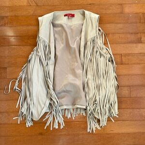 Beige fringe vest